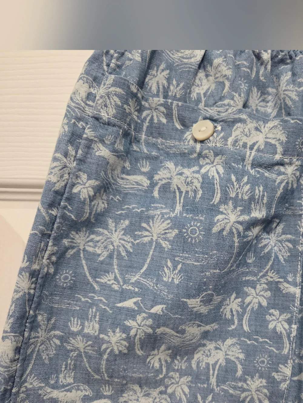American Eagle Blue Tropical Print Pull-On Cotton Women Beach Shorts Size Large - Picture 6 of 12